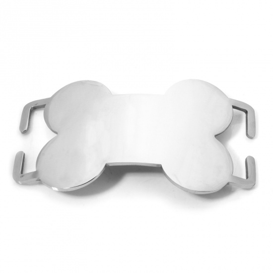Image de 2 Pcs Connecteurs Pendentifs BreloquesÉtiquettes d'Estampage Vierges Étiquette de Nom pour Collier de Chien Identification d'Animal de Compagnie en 304 Acier Inoxydable OS Argent Mat Polissage Double Face 5.9cm x 3cm
