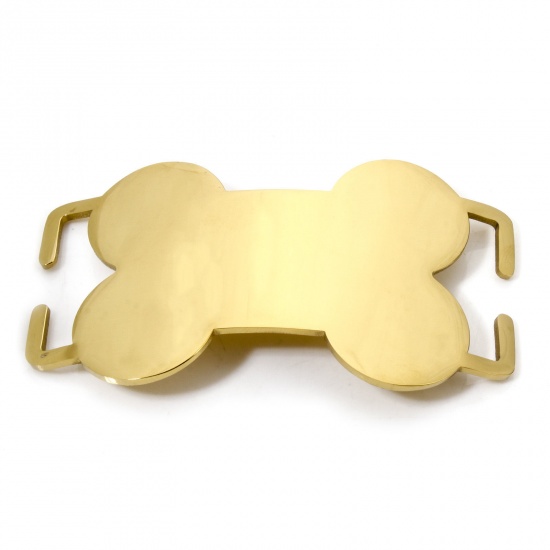 Image de 2 Pcs Connecteurs Pendentifs BreloquesÉtiquettes d'Estampage Vierges Étiquette de Nom pour Collier de Chien Identification d'Animal de Compagnie en 304 Acier Inoxydable OS Doré Polissage Double Face 5.9cm x 3cm