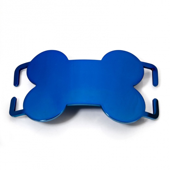 Image de 2 Pcs Connecteurs Pendentifs BreloquesÉtiquettes d'Estampage Vierges Étiquette de Nom pour Collier de Chien Identification d'Animal de Compagnie en 304 Acier Inoxydable OS Bleu Polissage Double Face 5.9cm x 3cm
