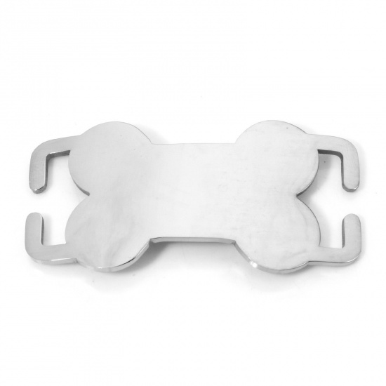 Image de 2 Pcs Connecteurs Pendentifs BreloquesÉtiquettes d'Estampage Vierges Étiquette de Nom pour Collier de Chien Identification d'Animal de Compagnie en 304 Acier Inoxydable OS Argent Mat Polissage Double Face 6.8cm x 4cm