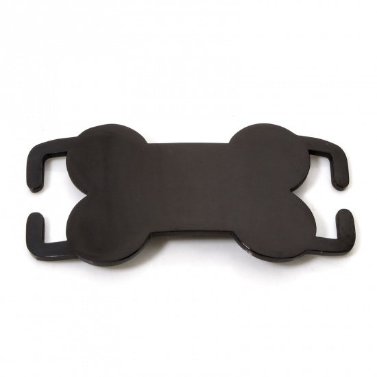 Image de 2 Pcs Connecteurs Pendentifs BreloquesÉtiquettes d'Estampage Vierges Étiquette de Nom pour Collier de Chien Identification d'Animal de Compagnie en 304 Acier Inoxydable OS Noir Polissage Double Face 6.8cm x 4cm