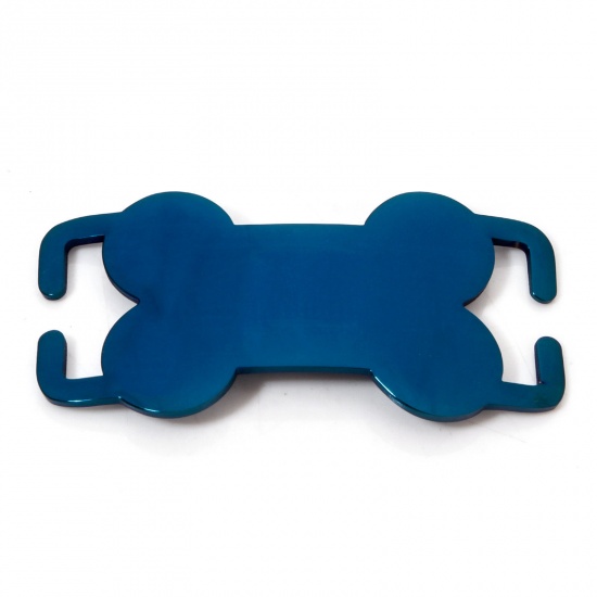 Image de 2 Pcs Connecteurs Pendentifs BreloquesÉtiquettes d'Estampage Vierges Étiquette de Nom pour Collier de Chien Identification d'Animal de Compagnie en 304 Acier Inoxydable OS Bleu Polissage Double Face 6.8cm x 4cm
