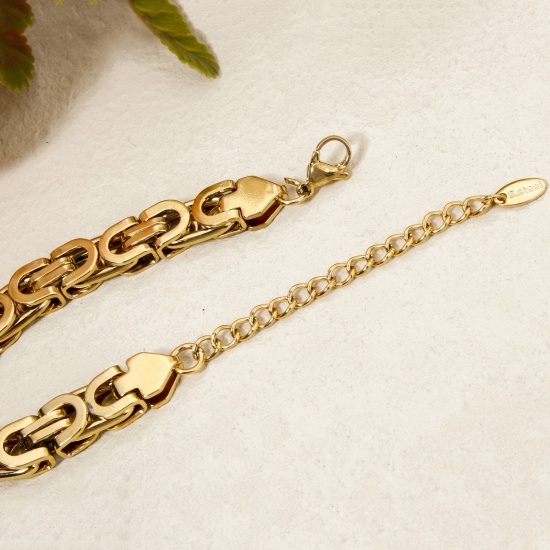 Picture of 1 Piece Vacuum Plating 304 Stainless Steel Link Chain Bracelets 18K Gold Plated 17cm(6.7") long