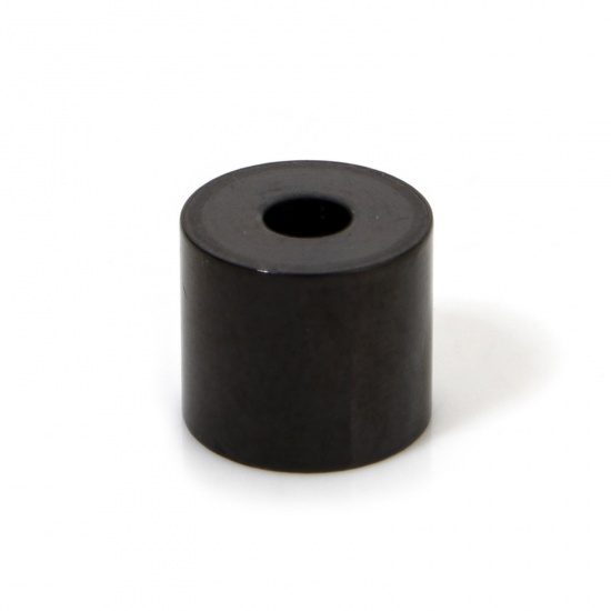 Picture of 2 PCs Eco-friendly Brass Beads For DIY Jewelry Making Black Cylinder Smooth Blank About 7mm x 6mm, Hole: Approx 2.2mm