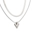 Picture of 1 Piece Eco-friendly 304 Stainless Steel Ins Style Snake Chain Multilayer Layered Necklace Silver Tone Heart 40cm-45cm long