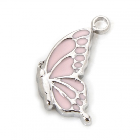 Picture of Eco-friendly Vacuum Plating 304 Stainless Steel Charmes Multicolor Butterfly Animal Heart Enamel