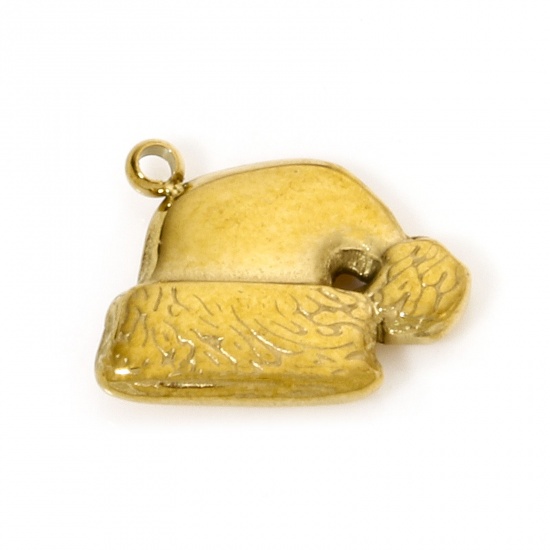 Immagine di 1 Pz Placcatura Sottovuoto Ecologica 304 Acciaio Inossidabile Ciondoli Cappelli di Natale Oro Placcato Oro Placcato 12.5mm x 11.5mm