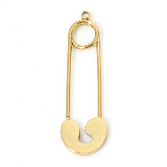 Immagine di 1 Pz Placcatura Sottovuoto Ecologica 304 Acciaio Inossidabile Ciondoli Spilla Oro Placcato Oro Placcato 28mm x 8.5mm