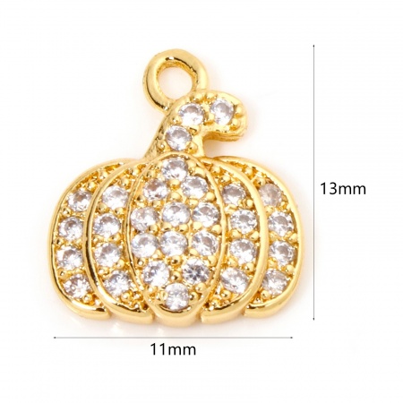 Picture of Brass Halloween Charms 18K Gold Plated Owl Animal Halloween Pumpkin