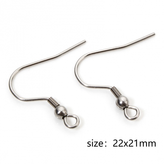 Immagine di 40 Pz 304 Acciaio Inossidabile Orecchini con Ganci a Filo per Orecchio per Accessori per la Creazione di Gioielli Fai-da-te Tono Argento Con Loop 22mm x 21mm