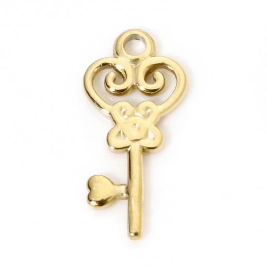 Immagine di 1 Pz Placcatura Sottovuoto Ecologica 304 Acciaio Inossidabile Ciondoli Chiave 16.5mm x 8mm