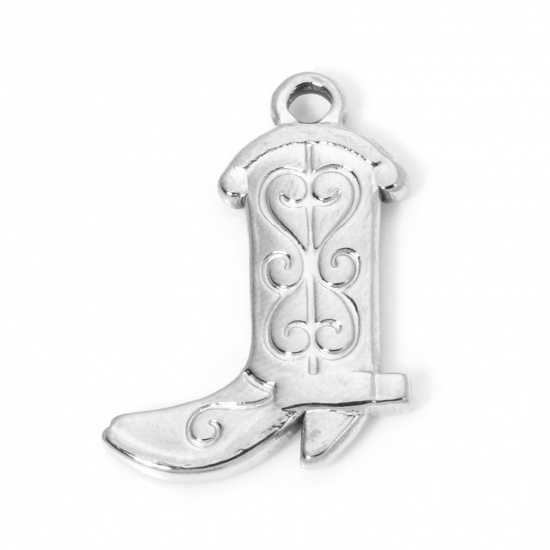 Immagine di 1 Pz Ecologico 304 Acciaio Inossidabile Cowboy dell'Ovest Ciondoli Stivale 26.5mm x 18.5mm