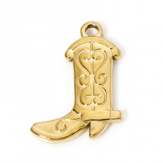 Immagine di 1 Pz Placcatura Sottovuoto PVD Ecologica 304 Acciaio Inossidabile Cowboy dell'Ovest Ciondoli Stivale 26.5mm x 18.5mm