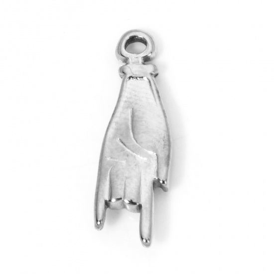 Immagine di 1 Pz Ecologico 304 Acciaio Inossidabile Ciondoli Mano Gesto 21mm x 6.5mm