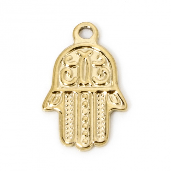 Immagine di 1 Pz Placcatura Sottovuoto Ecologica 304 Acciaio Inossidabile Ciondoli Palmo 18.5mm x 12mm