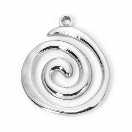 Immagine di 1 Pz Ecologico 304 Acciaio Inossidabile Ciondoli Spirale 23.5mm x 19.5mm