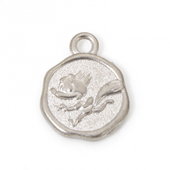 Immagine di 2 Pz 304 Acciaio Inossidabile Ciondoli Tondo Tono Argento Coniglio 15.5mm x 12mm