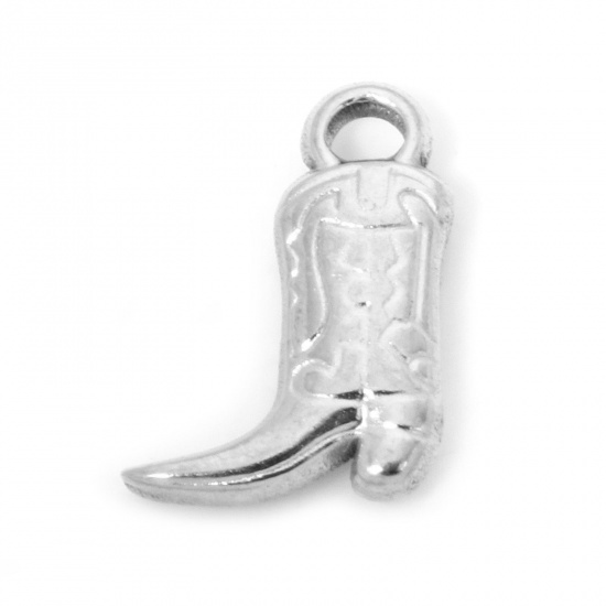 Immagine di 2 Pz 304 Acciaio Inossidabile Cowboy dell'Ovest Ciondoli Stivale Tono Argento 15.5mm x 11mm