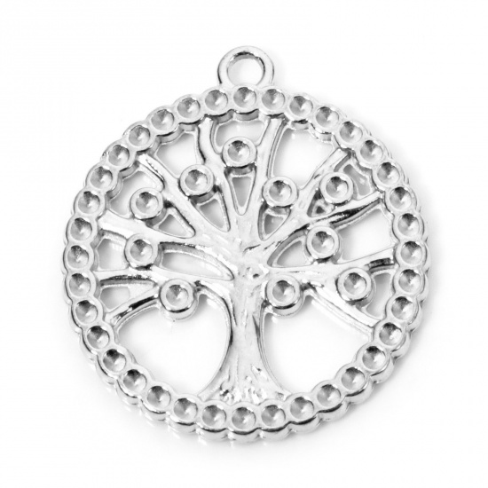 Immagine di 2 Pz 304 Acciaio Inossidabile Ciondoli Albero di Vita Tono Argento 23mm x 20.5mm