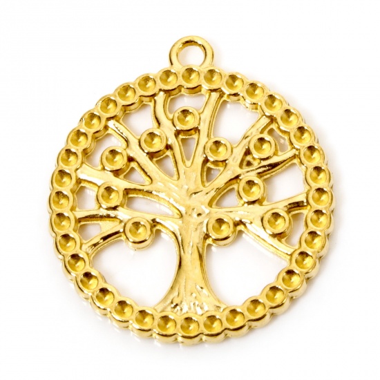 Immagine di 2 Pz 304 Acciaio Inossidabile Ciondoli Albero di Vita Oro Placcato 23mm x 20.5mm