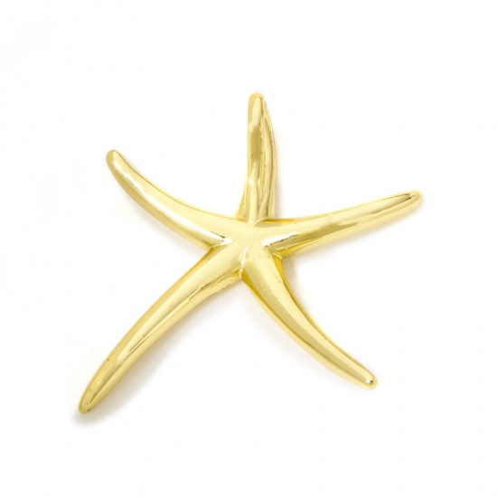 Immagine di 1 Pz Ecologico Ottone Gioielli Oceanici Ciondoli Stella di Mare 18K Vero Oro Placcato 3D 29mm x 28mm