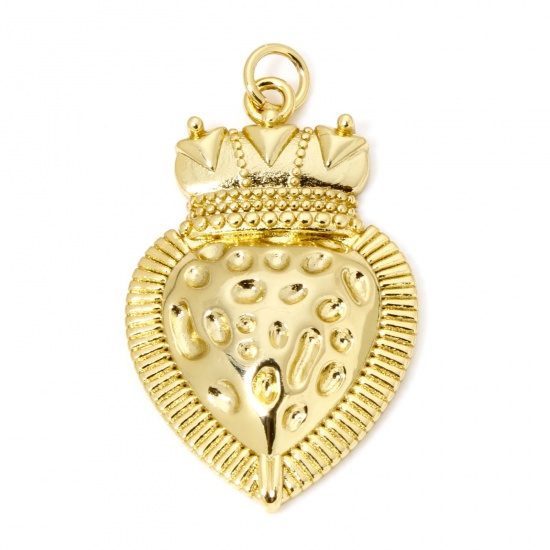 Immagine di 1 Pz Ecologico Ottone Religione Ciondoli Pendenti Ex Voto Cuore 18K Vero Oro Placcato 3.4mm x 2cm