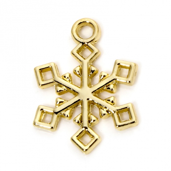 Immagine di 10 Pz Ecologico Lega di Zinco Tempo Collezione Ciondoli Natale Fiocco di Neve 18K Vero Oro Placcato 20mm x 15mm