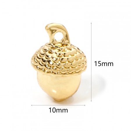 5 Pz Ecologico Lega di Zinco Ciondoli Pigna 18K Vero Oro Placcato 3D 15mm x 10mm