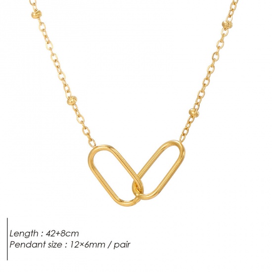 Imagen de 1 Unidad 304 Acero Inoxidable Sencillo Cable Cadena Cruz Collares Chapado en Oro Óvalo 42cm longitud