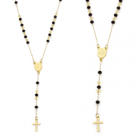 Picture of Wholesale Cross Virgin Mary Prayer Beads Rosary Necklace, Gold Plated 304 Stainless Steel Women's Religious Gift Jewelry For Retailer, 52cm(20.5") long, 1 Piece