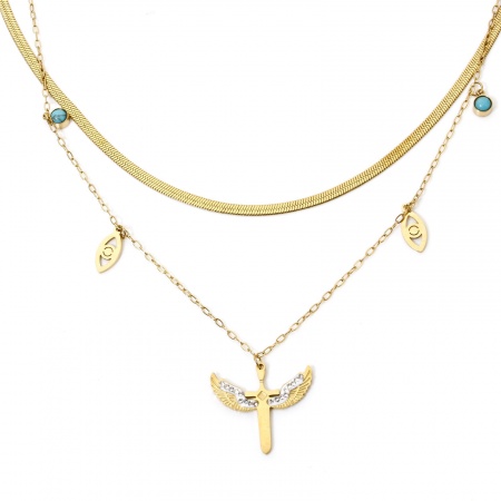 Picture of Vacuum Plating 304 Stainless Steel Pendant Necklace 18K Gold Plated