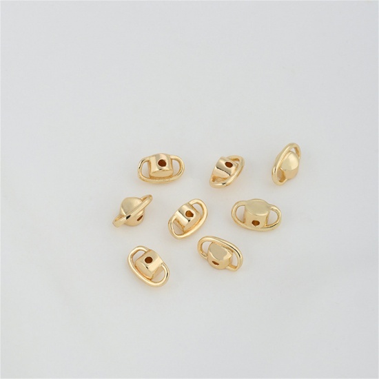 Image de 2 Pcs Perles pour DIY Fabrication de Bijoux en Laiton Plaqué Or Véritable 14K Planète Env. 7.5mm x 4mm