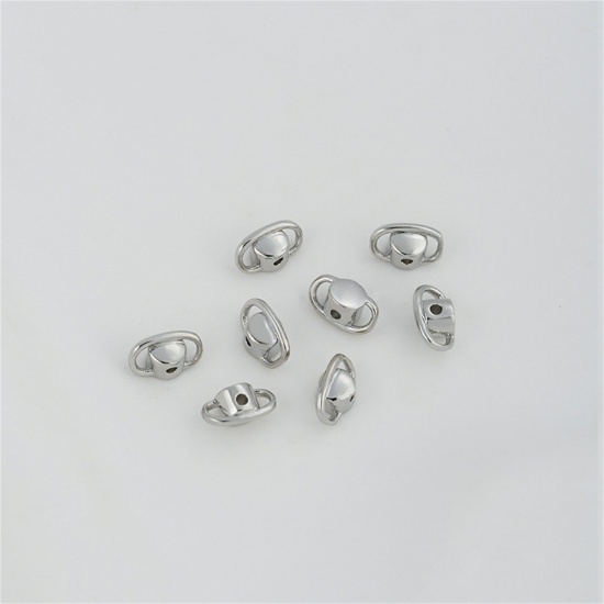 Image de 2 Pcs Perles pour DIY Fabrication de Bijoux en Laiton Plaqué Platine Véritable Planète Env. 7.5mm x 4mm