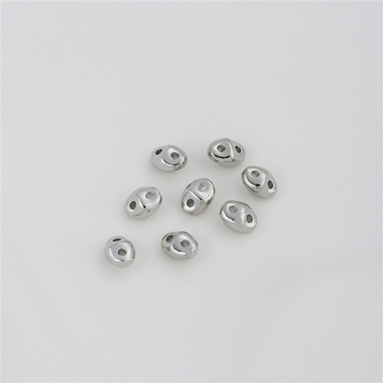 Image de 2 Pcs Perles pour DIY Fabrication de Bijoux en Laiton Plaqué Platine Véritable Ovale Env. 6.2mm x 5mm