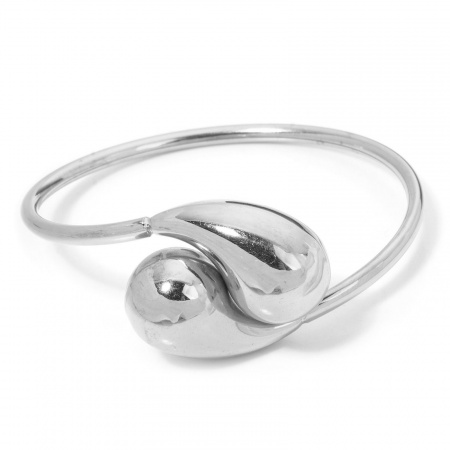 Picture of Wholesale Drop 304 Stainless Steel Open Cuff Bangles Bracelets, Silver Tone Unisex Minimalist Gift Jewelry Supply, 20cm(7.9") long, 1 Piece