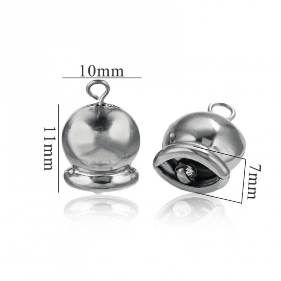 Immagine di 2 Pz 304 Acciaio Inossidabile 3D Ciondoli Natale Jingling Campanello Tono Argento 17mm x 10mm