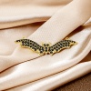 Picture of 1 Piece Eco-friendly Brass Halloween Connectors Charms Pendants Halloween Bat Animal 18K Real Gold Plated Micro Pave Black Cubic Zirconia 3.9cm x 1.3cm