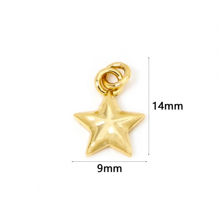 Imagen de 1 Unidad Respetuoso del Medio Ambiente Latón Galaxia Colgantes Estrellas de cinco puntos 18K Oro Real Chapado 14mm x 9mm