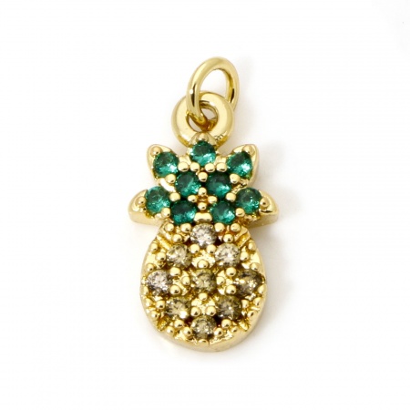 Picture of Eco-friendly Brass Charms 18K Real Gold Plated Fruit Tree Micro Pave