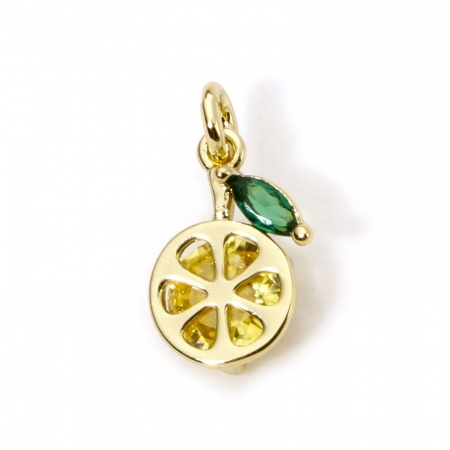 Picture of Eco-friendly Brass Charms 18K Real Gold Plated Fruit Tree Micro Pave