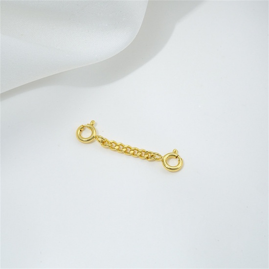 Picture of 2 PCs Eco-friendly Brass Extender Chain 18K Real Gold Plated With Spring Ring Clasp 3cm