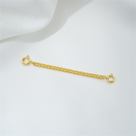 Picture of 2 PCs Eco-friendly Brass Extender Chain 18K Real Gold Plated With Spring Ring Clasp 6cm