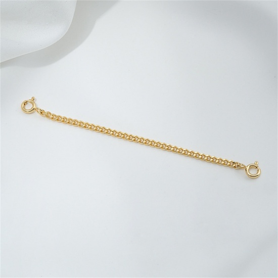 Picture of 2 PCs Eco-friendly Brass Extender Chain 14K Real Gold Plated With Spring Ring Clasp 9cm