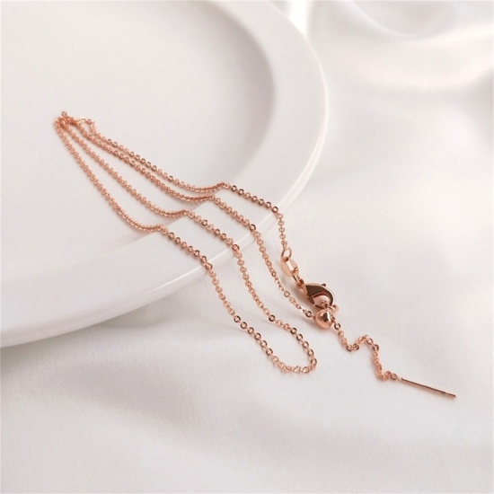 Picture of 1 Piece Eco-friendly Brass Adjustable Slider/ Slide Bolo Necklace Rolo Chain Real Rose Gold Plated 46cm(18.1") long