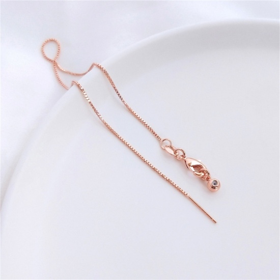 Picture of 1 Piece Eco-friendly Brass Adjustable Slider/ Slide Bolo Bracelets Box Chain Real Rose Gold Plated 21cm(8.3") long