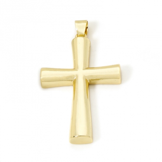 Imagen de 1 Unidad Latón Religión Colgantes Cruz Chapado en Oro de 18K 4.3cm x 2.5cm