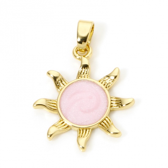 Imagen de 2 Unidades Latón Galaxia Colgantes Charms 18K Oro Real Chapado Perlado Sol Esmalte 25mm x 18mm