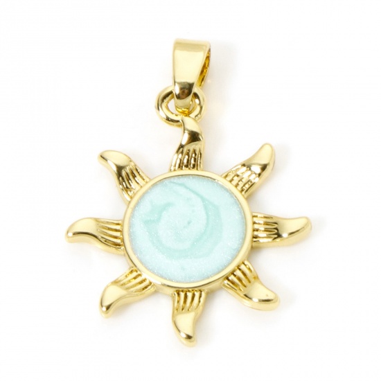 Imagen de 2 Unidades Latón Galaxia Colgantes Charms 18K Oro Real Chapado Perlado Sol Esmalte 25mm x 18mm