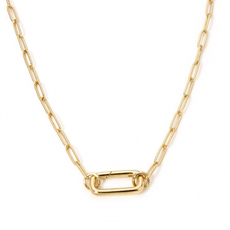 Picture of 1 Piece Brass Paperclip Chain Necklace Gold Plated With Spring Ring Clasp