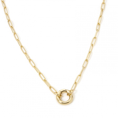 Picture of 1 Piece Brass Paperclip Chain Necklace Gold Plated With Spring Ring Clasp